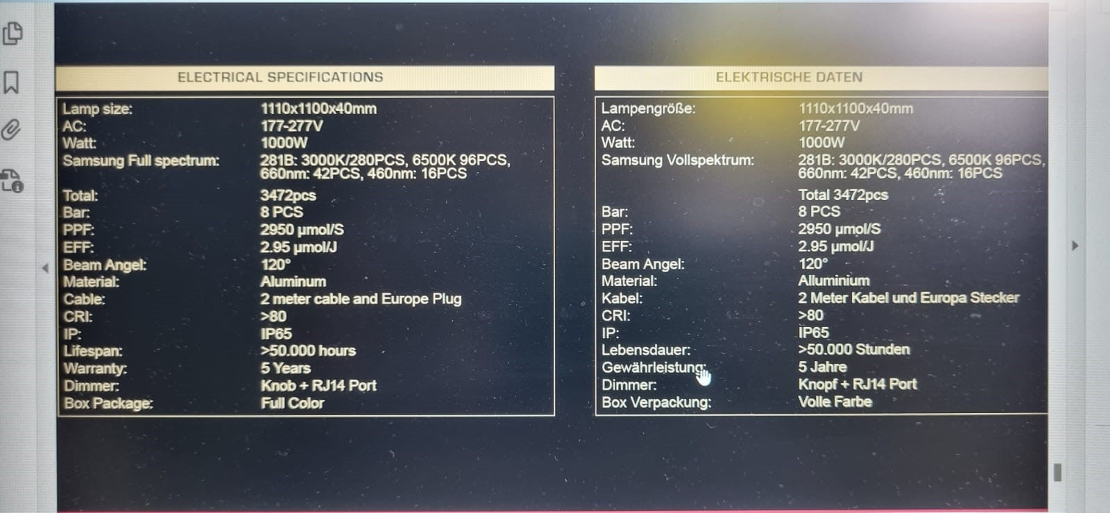 Lux-Helios Pro 1000 Watt, 2,95 μmol